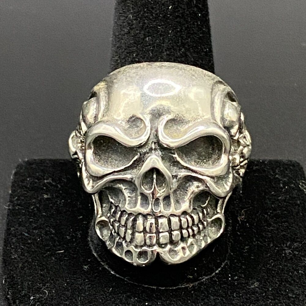 Stainless Steel Skull Ring Gothic Punk Biker Sz 13